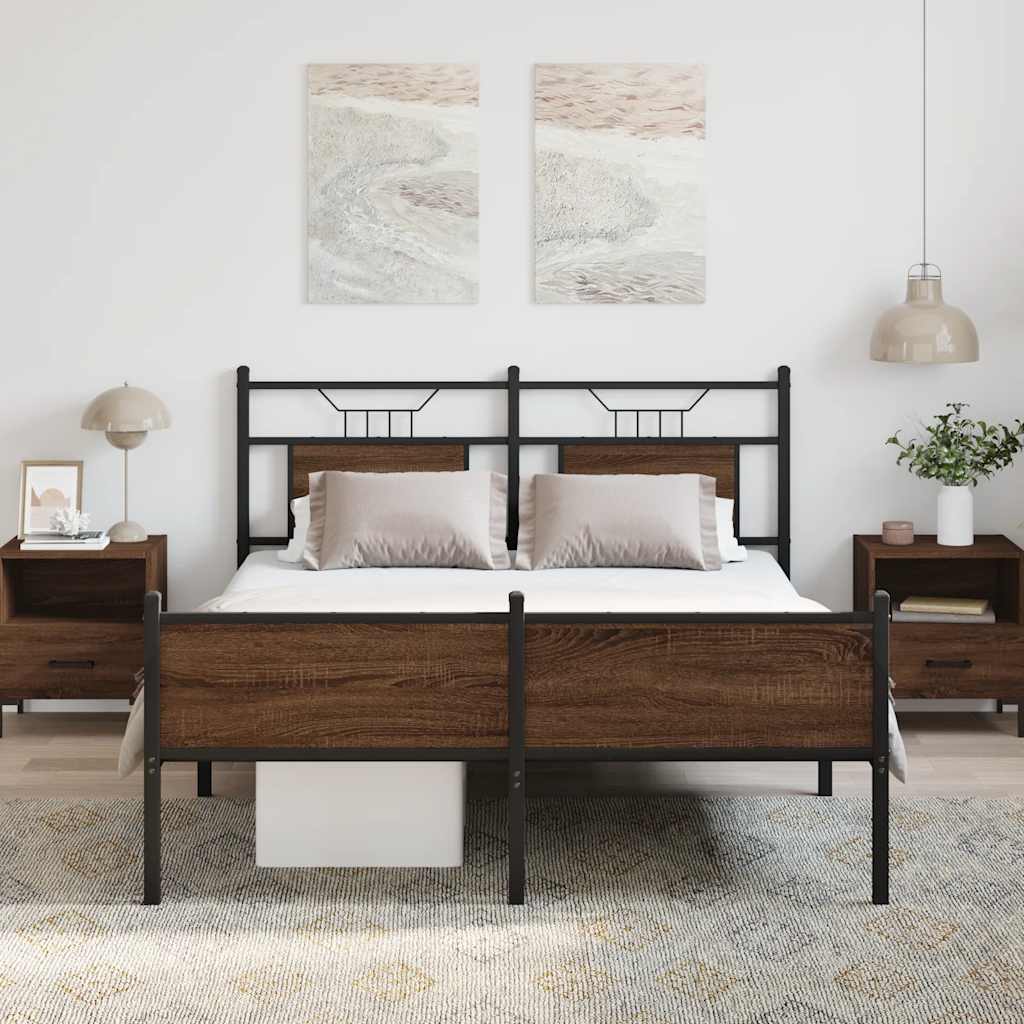 vidaXL Cadre de lit sans matelas chêne marron 150x200 cm Bois d'ingénierie