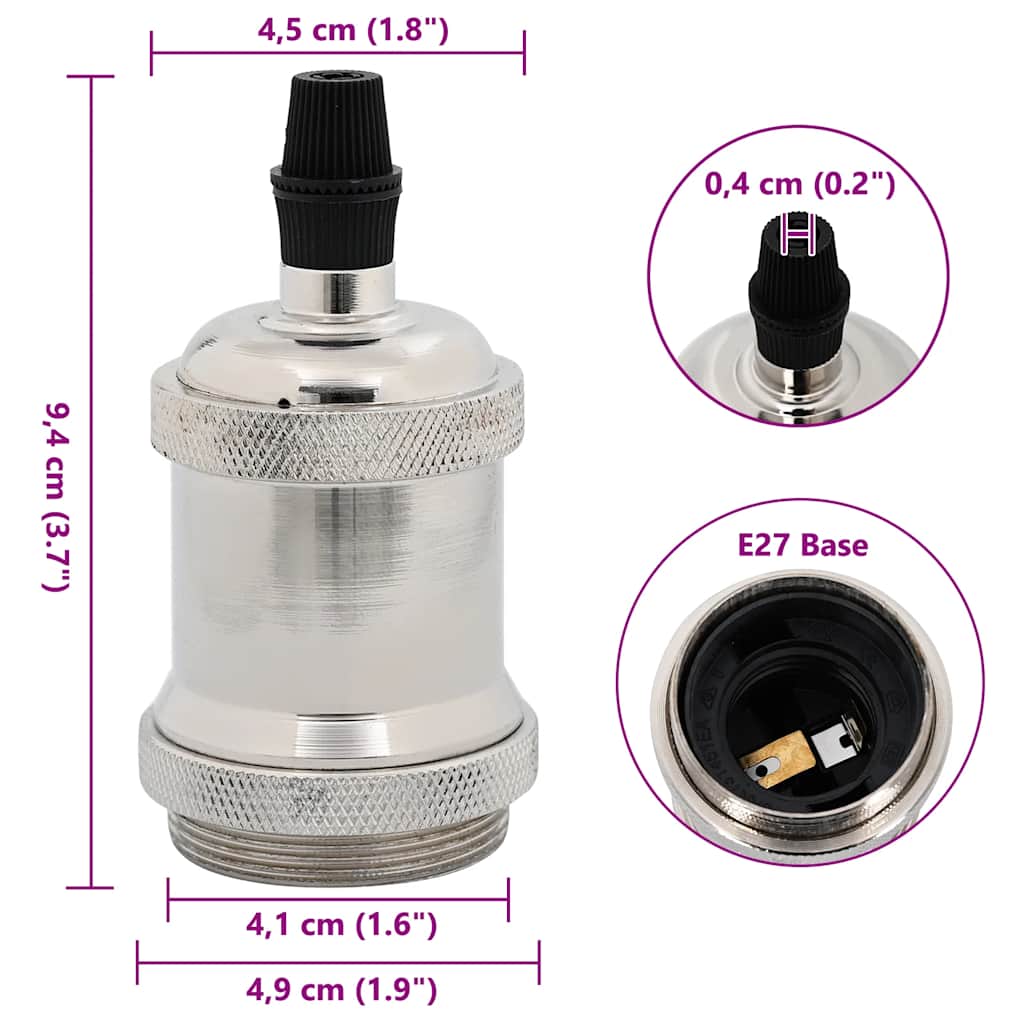 Lampenfassungen 2 Stk. Satin-Nickel E27