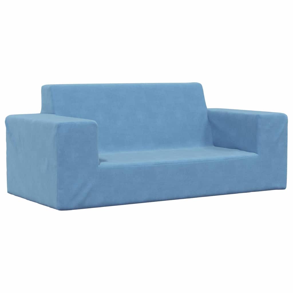 vidaXL Kindersofa 2-Sitzer Blau Weich Plüsch