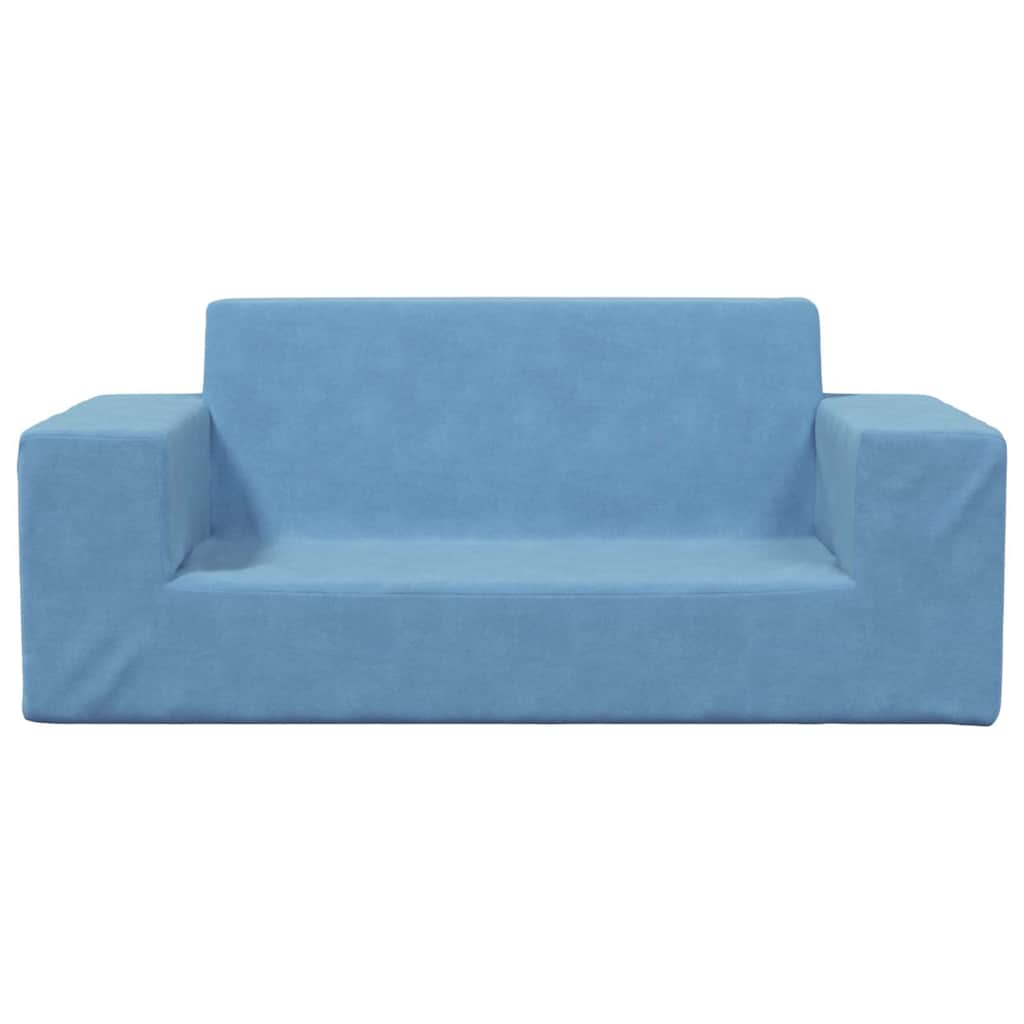 vidaXL Kindersofa 2-Sitzer Blau Weich Plüsch