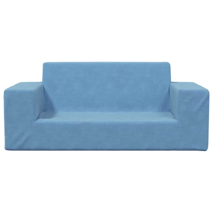 vidaXL Kindersofa 2-Sitzer Blau Weich Plüsch