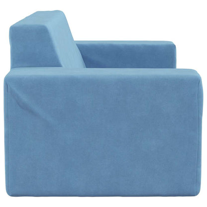 vidaXL Kindersofa 2-Sitzer Blau Weich Plüsch