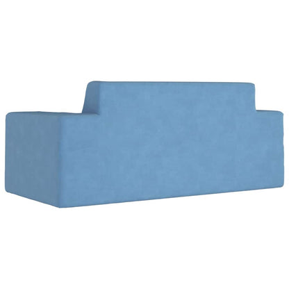 vidaXL Kindersofa 2-Sitzer Blau Weich Plüsch