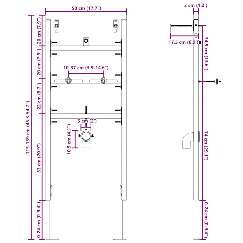 Badezimmer Wandstütze Blau 50 x 3 x 112 cm