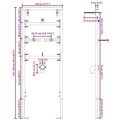 Badezimmer Wandstütze Blau 50 x 3 x 112 cm