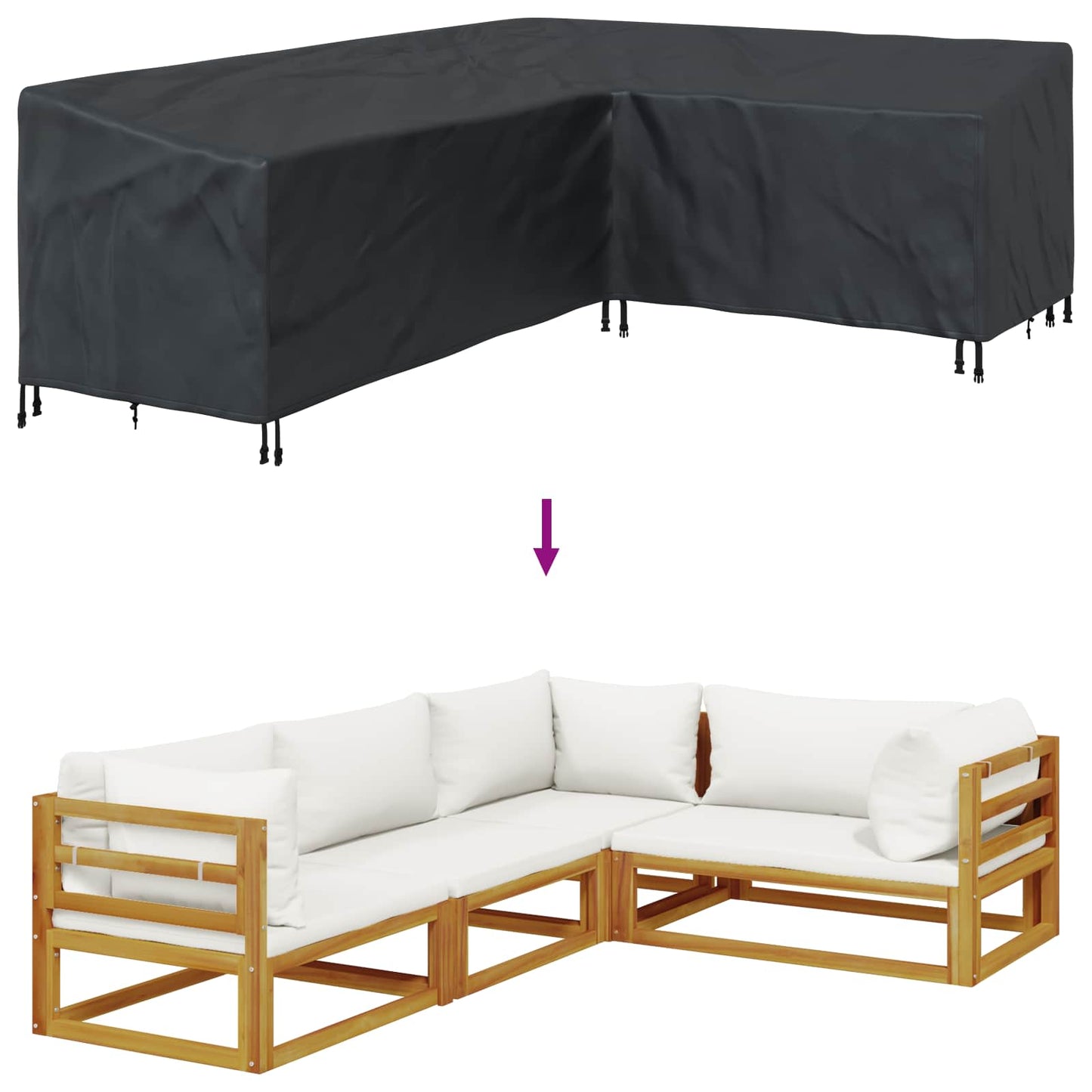 Möbelbezug Schwarz 250 x 180 x 80 cm 600D Oxford Stoff