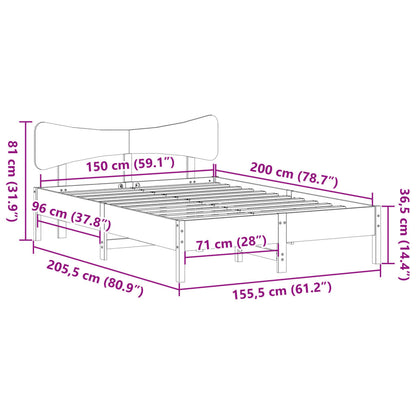 vidaXL Massivholzbett ohne Matratze 150x200 cm Kiefernholz
