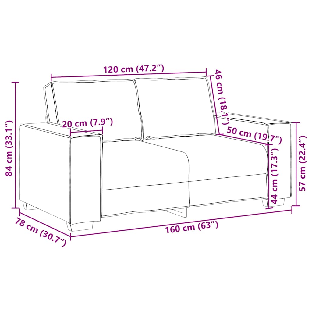 vidaXL 2-Sitzer Sofa Leinen 160x78x84 cm