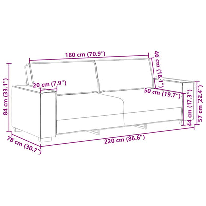 vidaXL 3-Sitzer-Sofa Hellgrau 220x78x84 cm Stoff