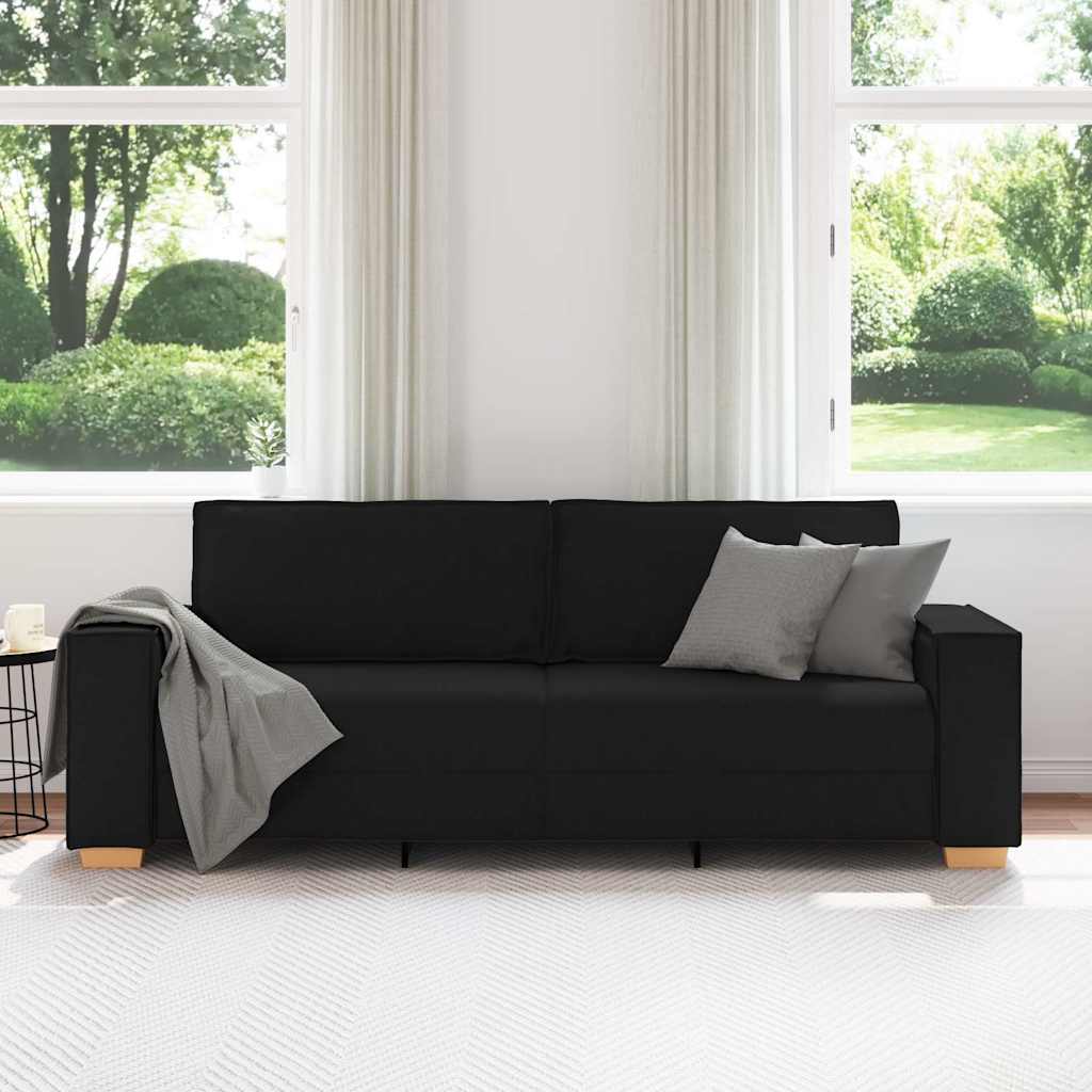 3-Sitzer-Sofa Schwarz 220x78x84 cm Stoff