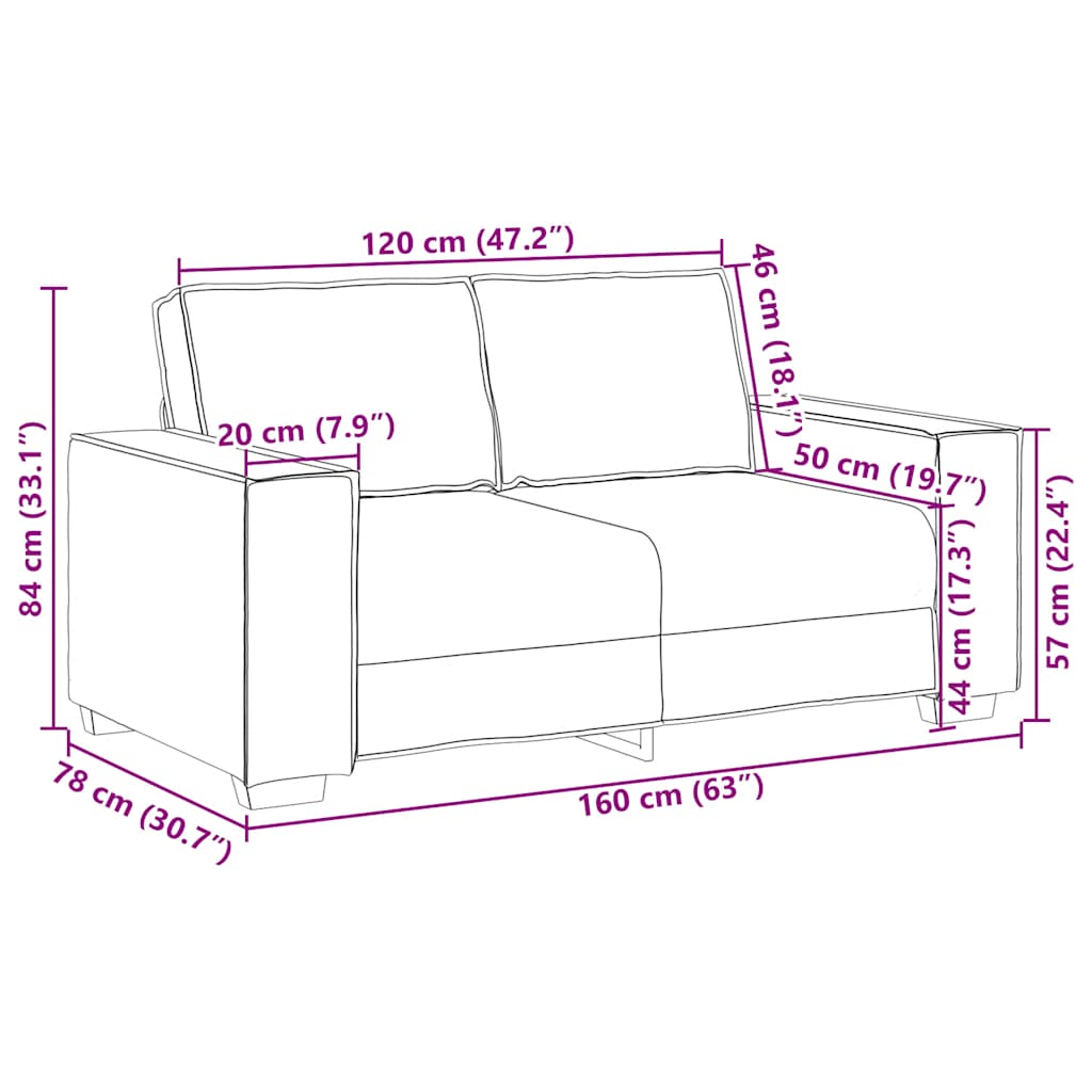 2-Sitzer-Sofa Braun 160x78x84 cm Samt