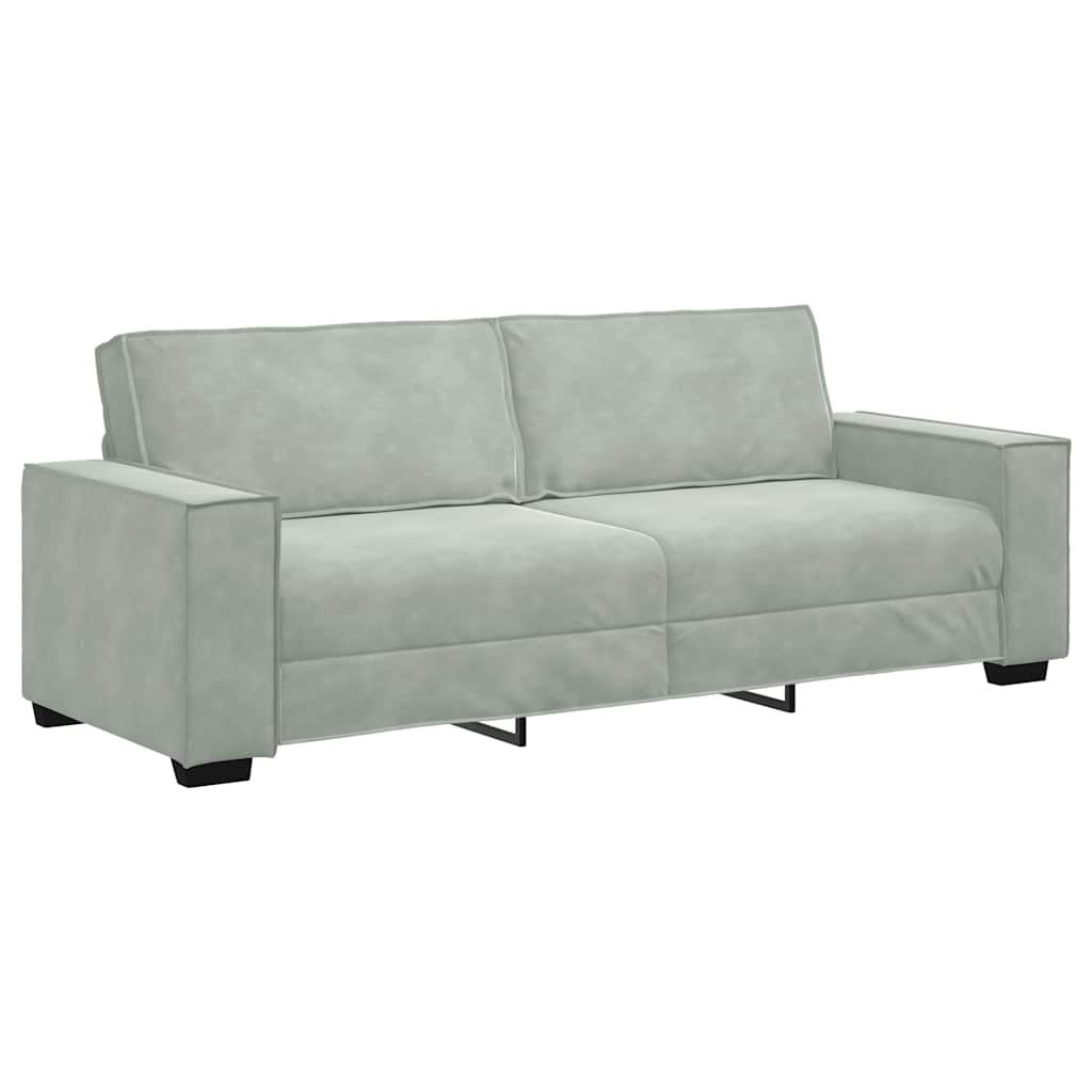 3-Sitzer-Sofa Hellgrau 220x78x84 cm Samt