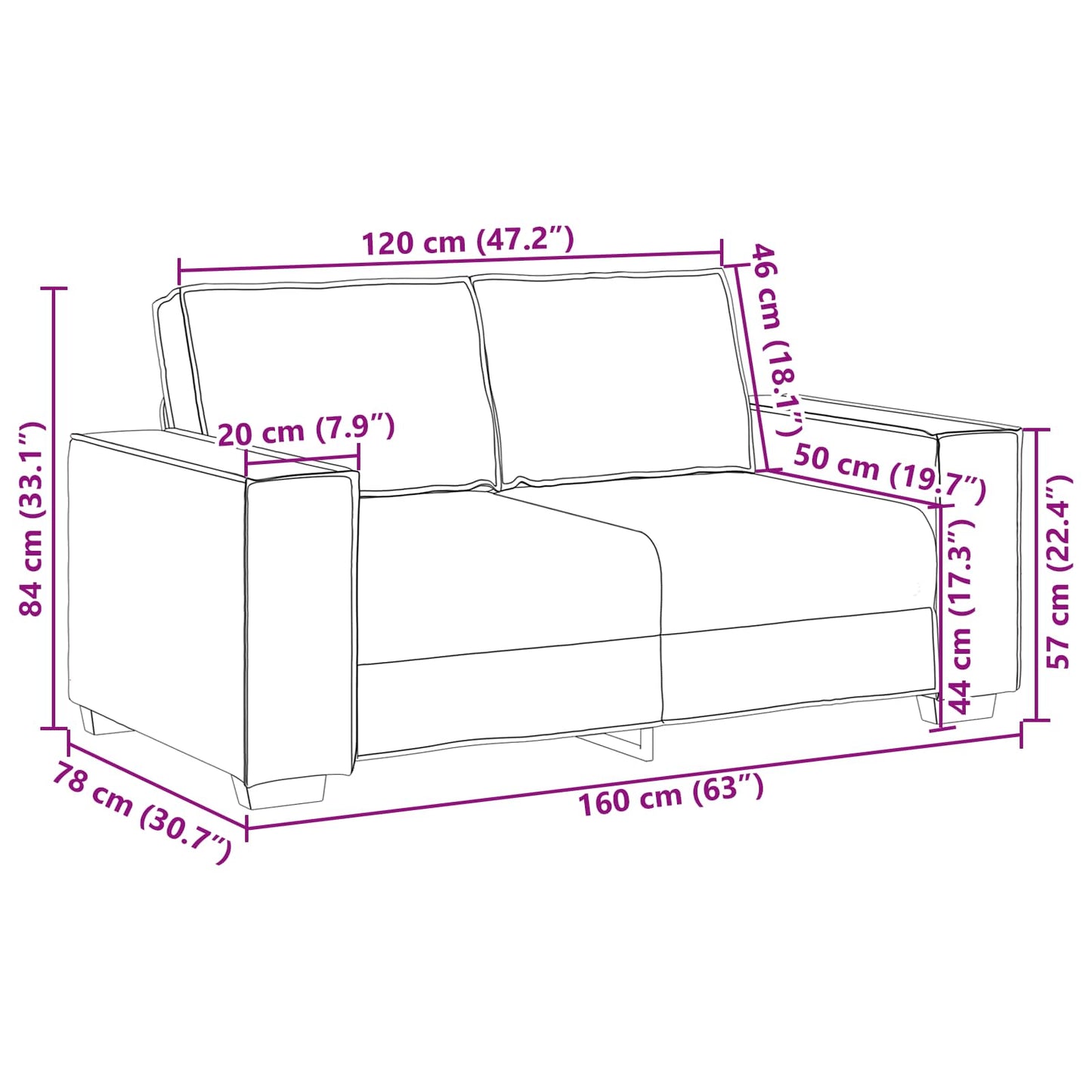 vidaXL Sofa Grau 160 x 80 x 84 cm Stoff