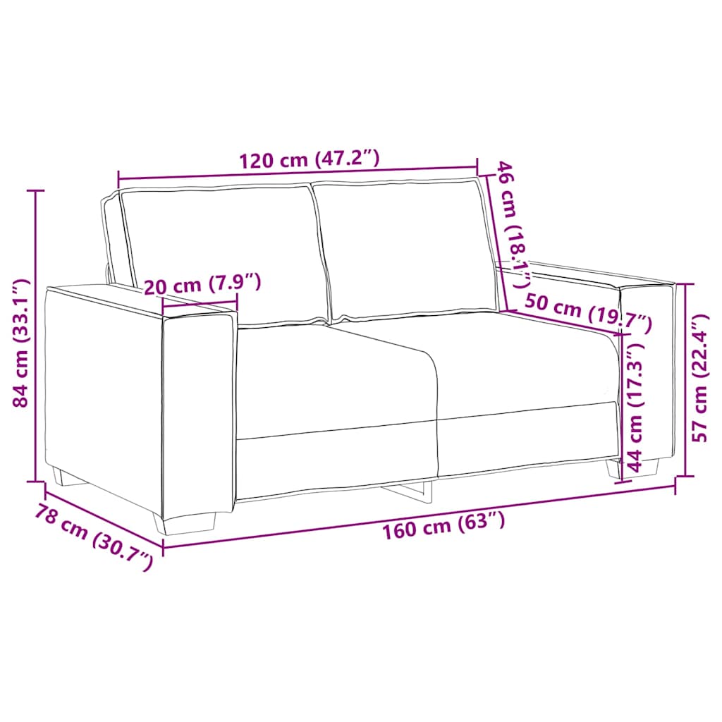 vidaXL Sofa Cappuccino 160 x 80 x 84 cm Stoff