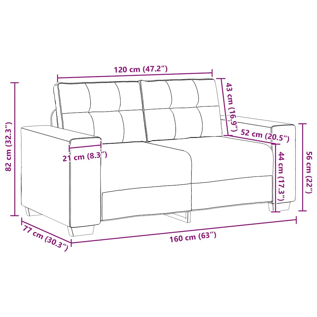 vidaXL Loveseat-Sofa Braun 120 cm Stoff
