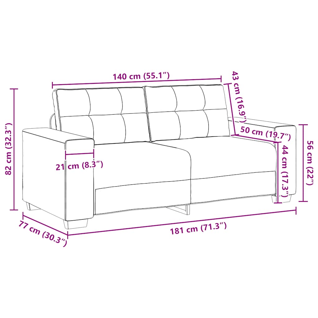 Loveseat-Sofa Braun 180x77x82 cm Stoff