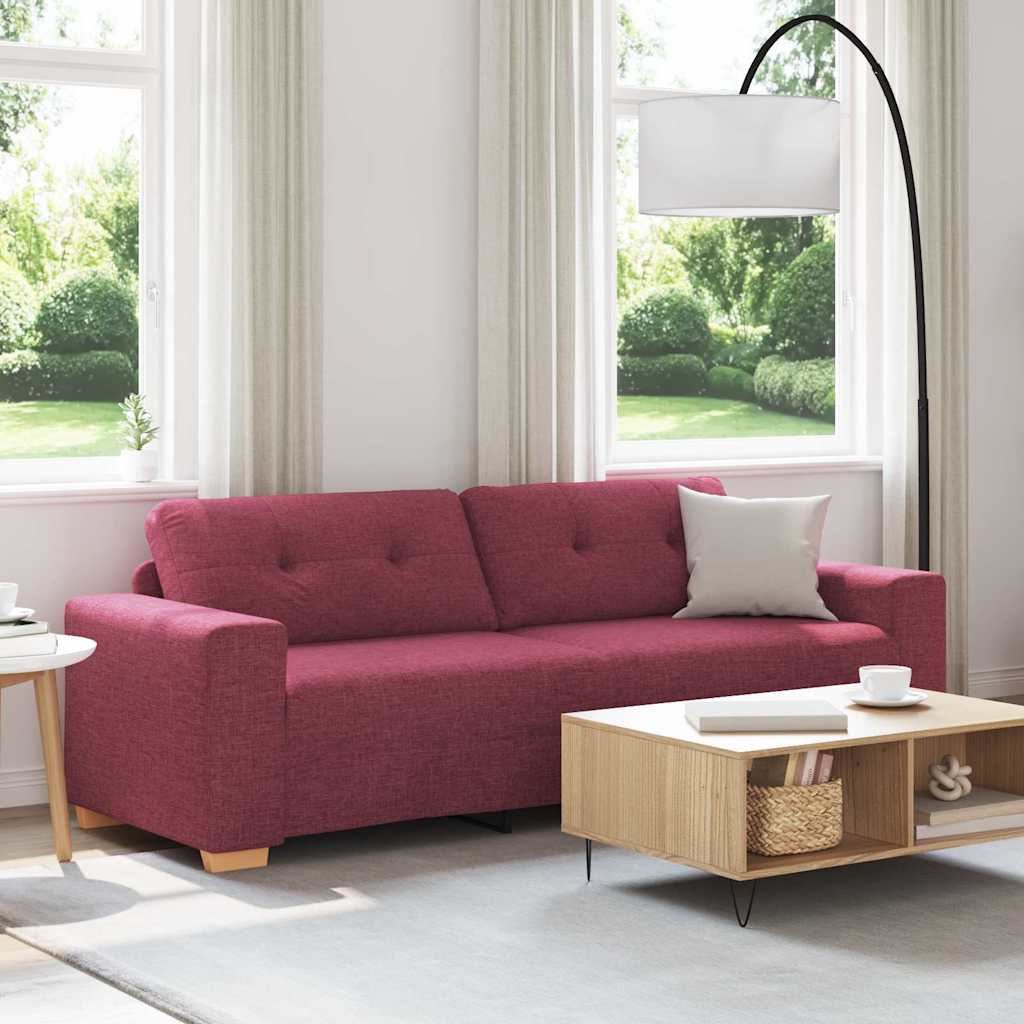 vidaXL 3-Sitzer-Sofa mit Kissen Weinrot Stoff