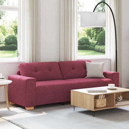 vidaXL 3-Sitzer-Sofa mit Kissen Weinrot Stoff
