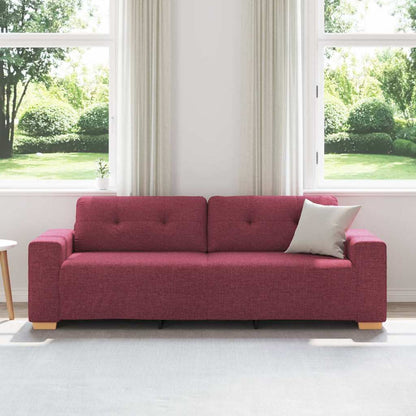 vidaXL 3-Sitzer-Sofa mit Kissen Weinrot Stoff