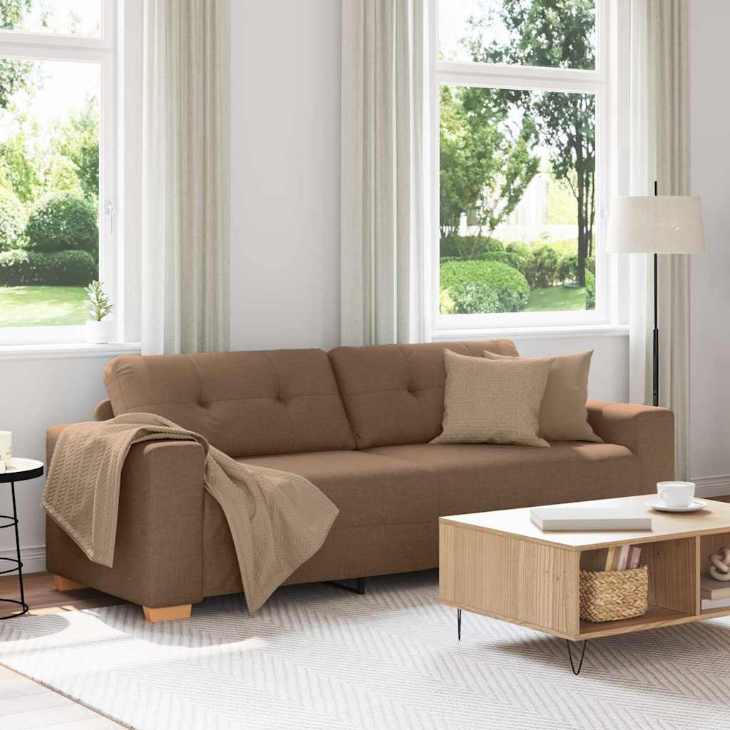 vidaXL 3-Sitzer-Sofa mit Kissen Braun Stoff