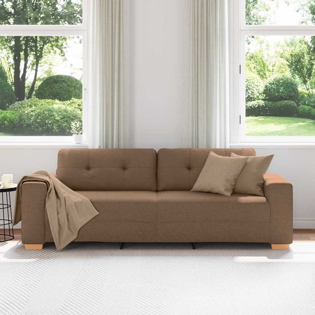 vidaXL 3-Sitzer-Sofa mit Kissen Braun Stoff