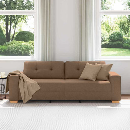 vidaXL 3-Sitzer-Sofa mit Kissen Braun Stoff