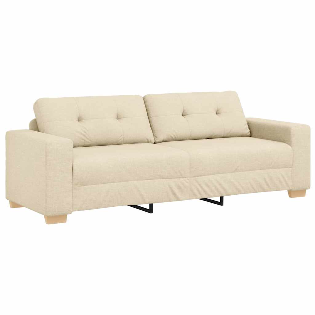 vidaXL 3-Sitzer-Sofa mit Kissen Creme Stoff