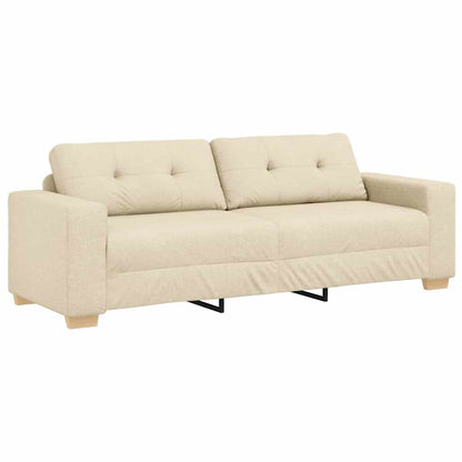 vidaXL 3-Sitzer-Sofa mit Kissen Creme Stoff