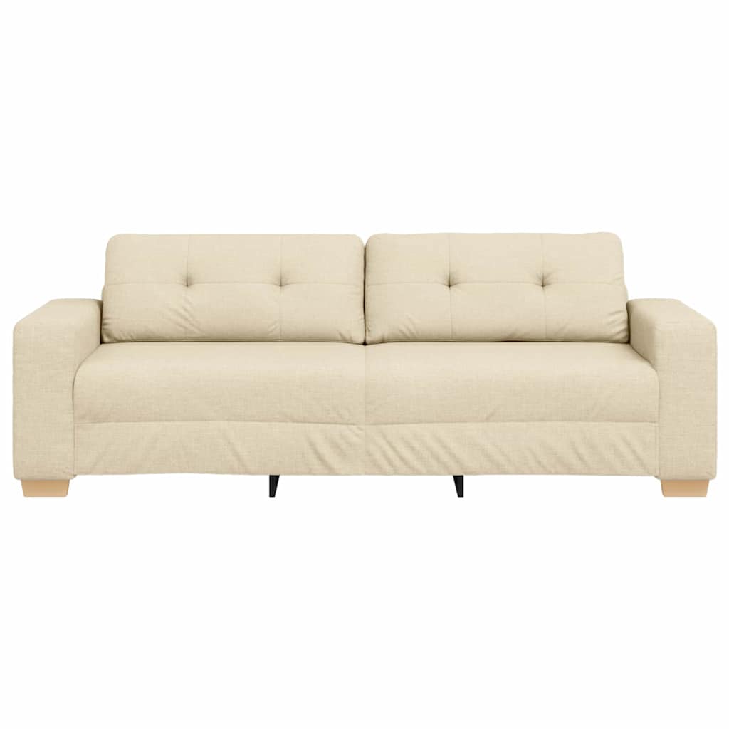 vidaXL 3-Sitzer-Sofa mit Kissen Creme Stoff