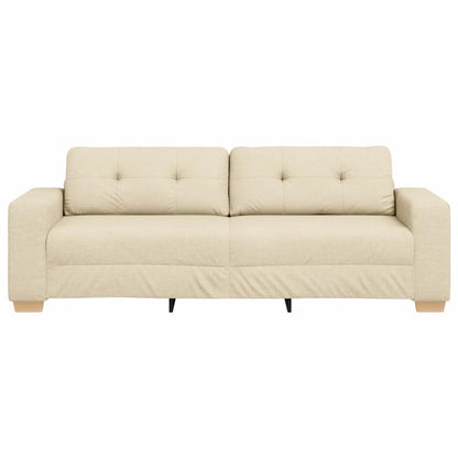 vidaXL 3-Sitzer-Sofa mit Kissen Creme Stoff