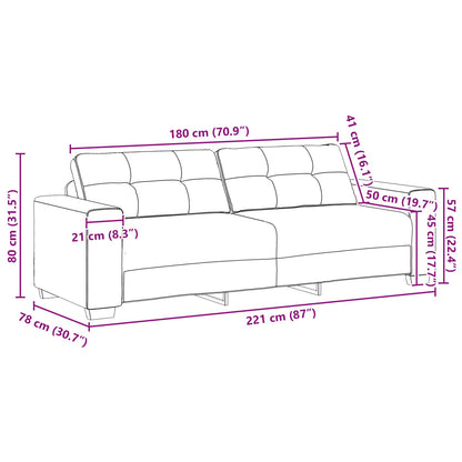 Sofa 3-Sitzer Leinen 180 cm