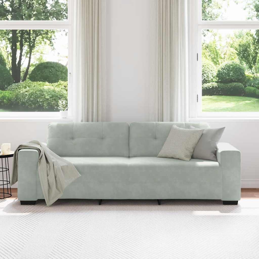 3-Sitzer-Sofa Hellgrau 220x78x80 cm Samt