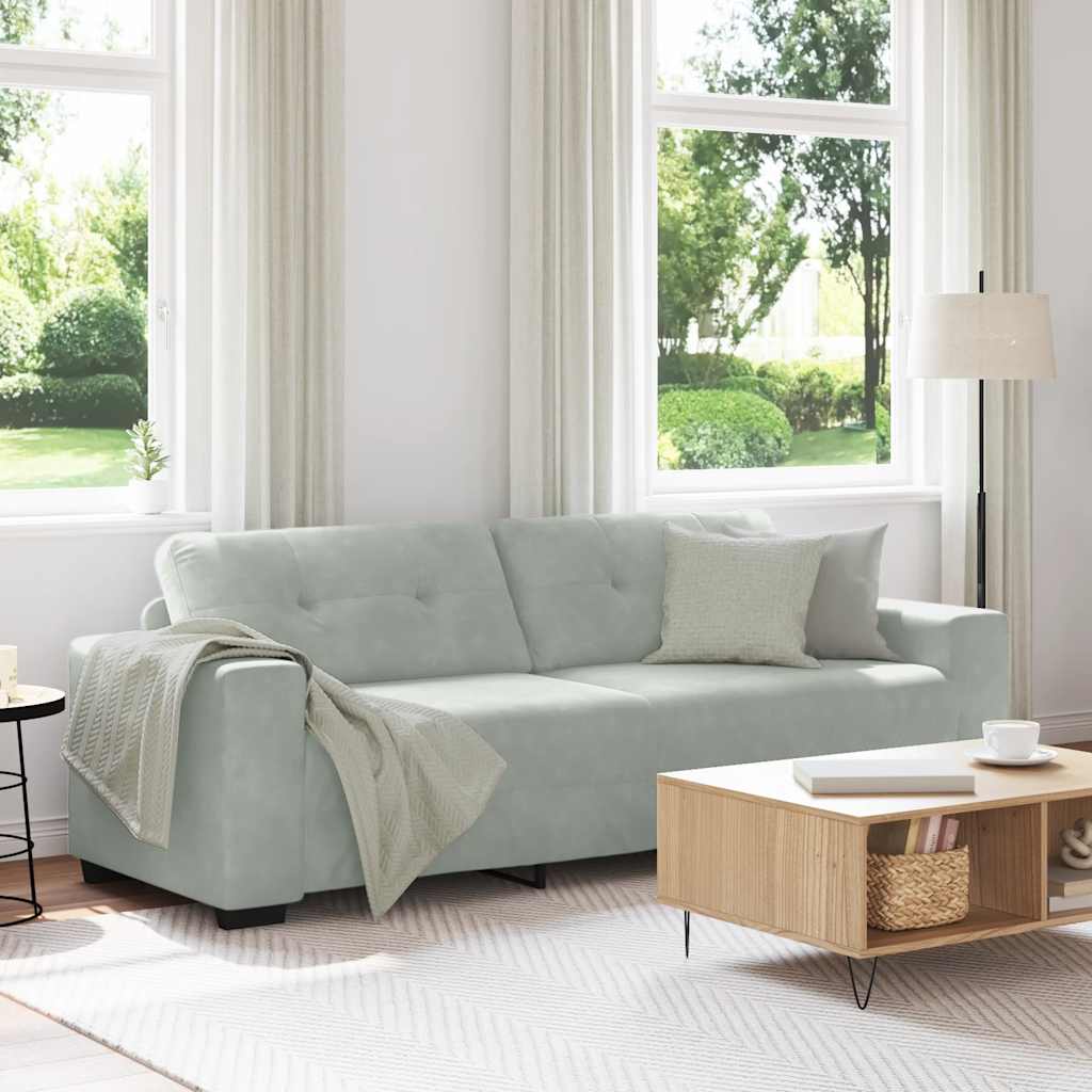 3-Sitzer-Sofa Hellgrau 220x78x80 cm Samt