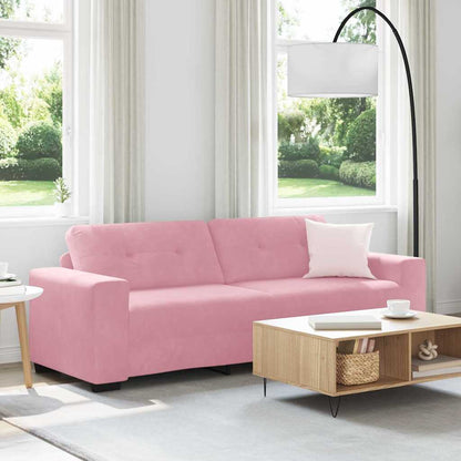 vidaXL | 3-Sitzer-Sofa | mit Kissen Rosa Samt