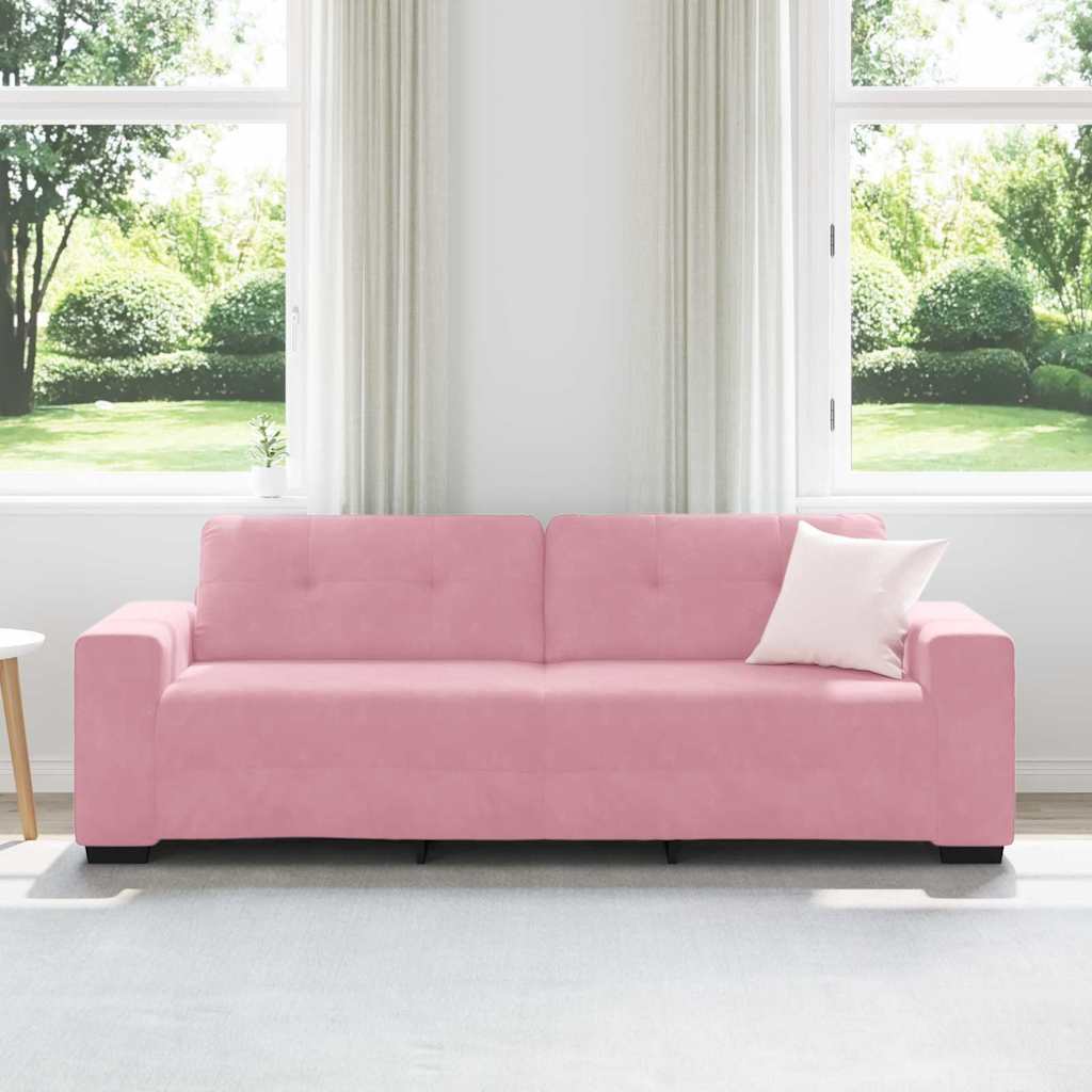 vidaXL | 3-Sitzer-Sofa | mit Kissen Rosa Samt