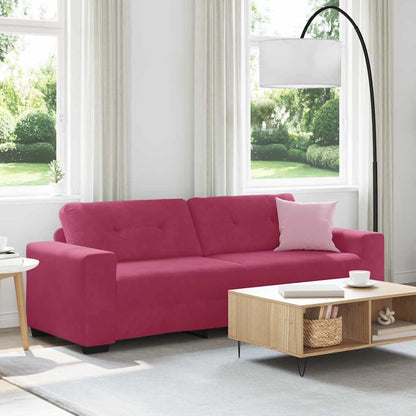 vidaXL 3-Sitzer-Sofa mit Kissen Weinrot Samt