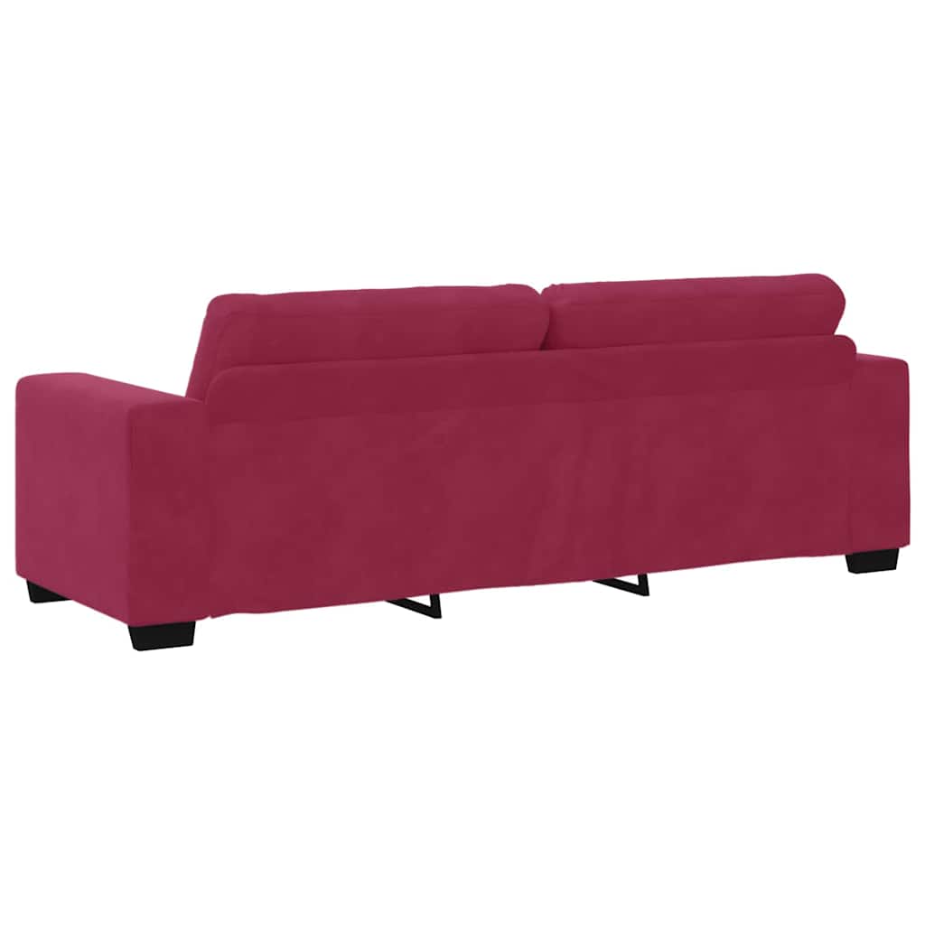 vidaXL 3-Sitzer-Sofa mit Kissen Weinrot Samt
