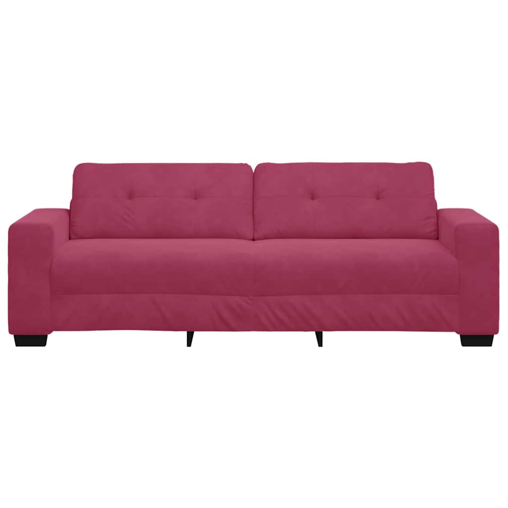 vidaXL 3-Sitzer-Sofa mit Kissen Weinrot Samt