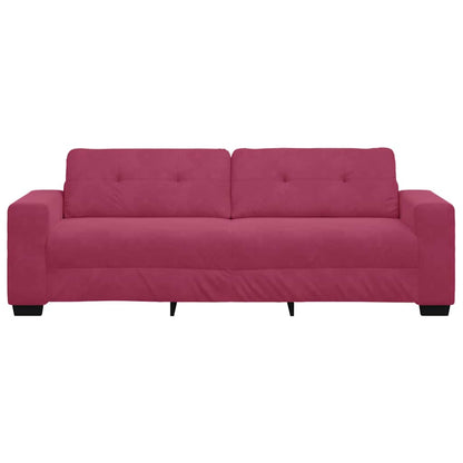 vidaXL 3-Sitzer-Sofa mit Kissen Weinrot Samt