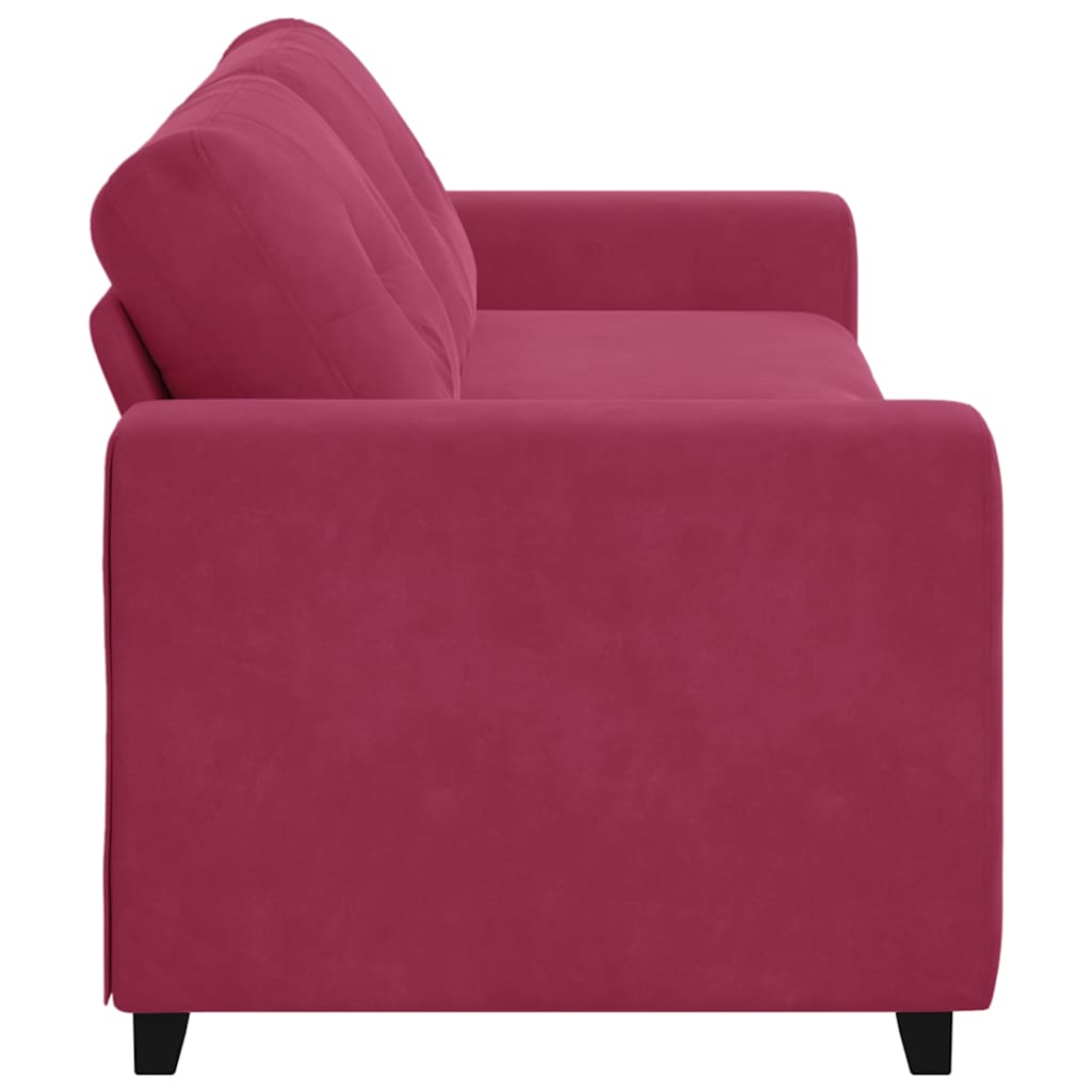 vidaXL 3-Sitzer-Sofa mit Kissen Weinrot Samt