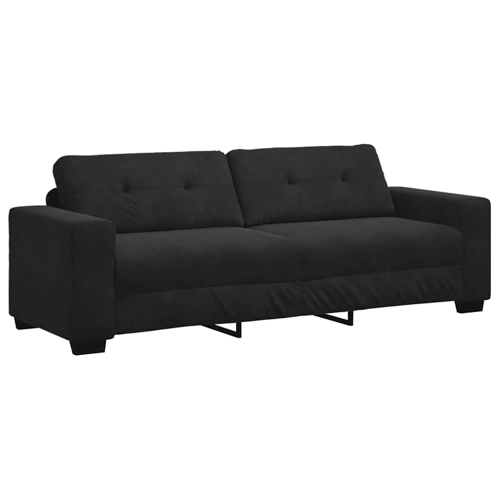 3-Sitzer-Sofa Schwarz 220x78x80 cm Samt