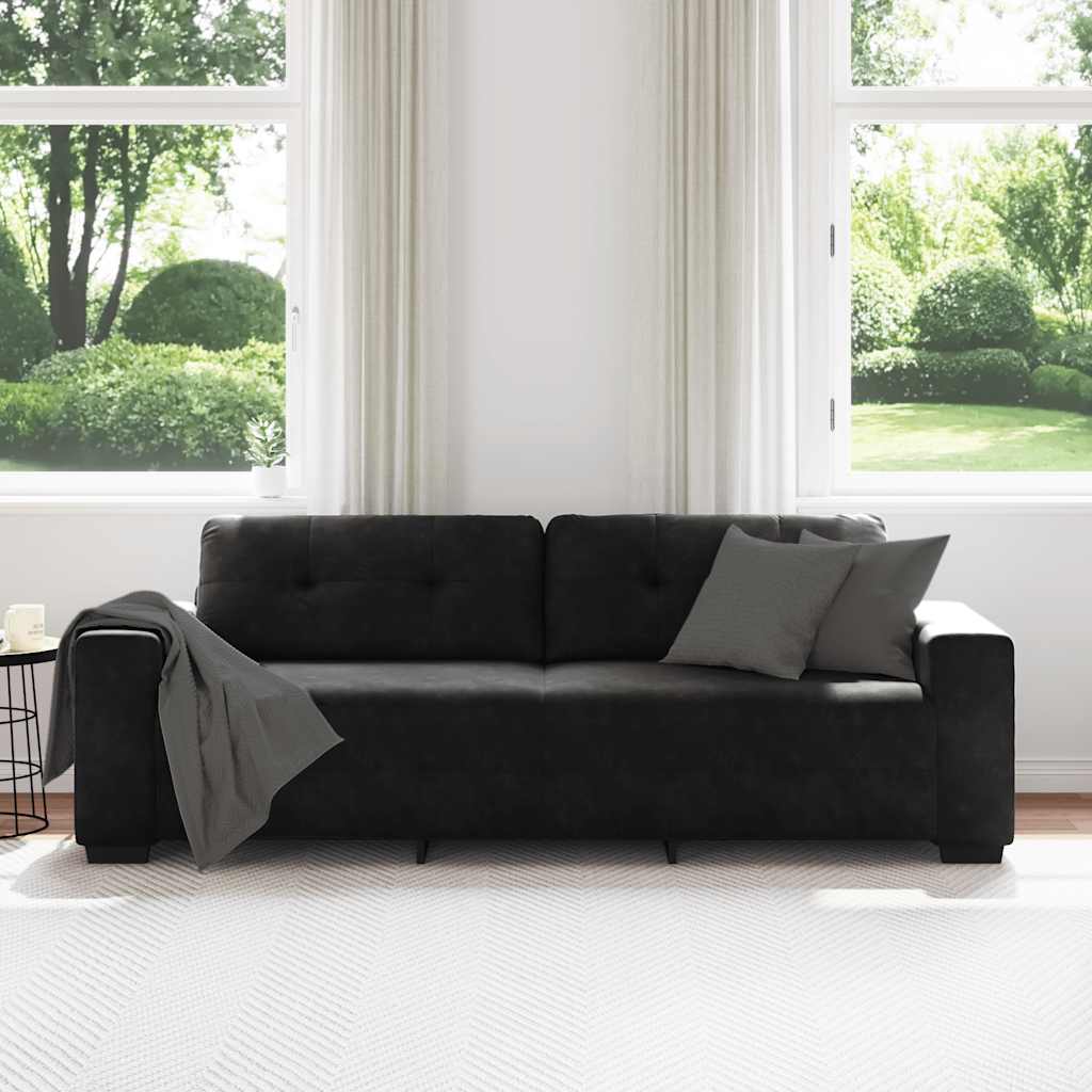 3-Sitzer-Sofa Schwarz 220x78x80 cm Samt