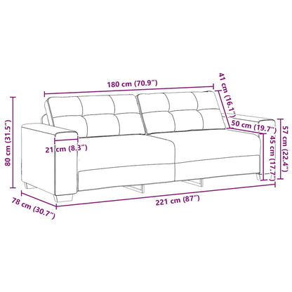 3-Sitzer-Sofa Schwarz 220x78x80 cm Samt