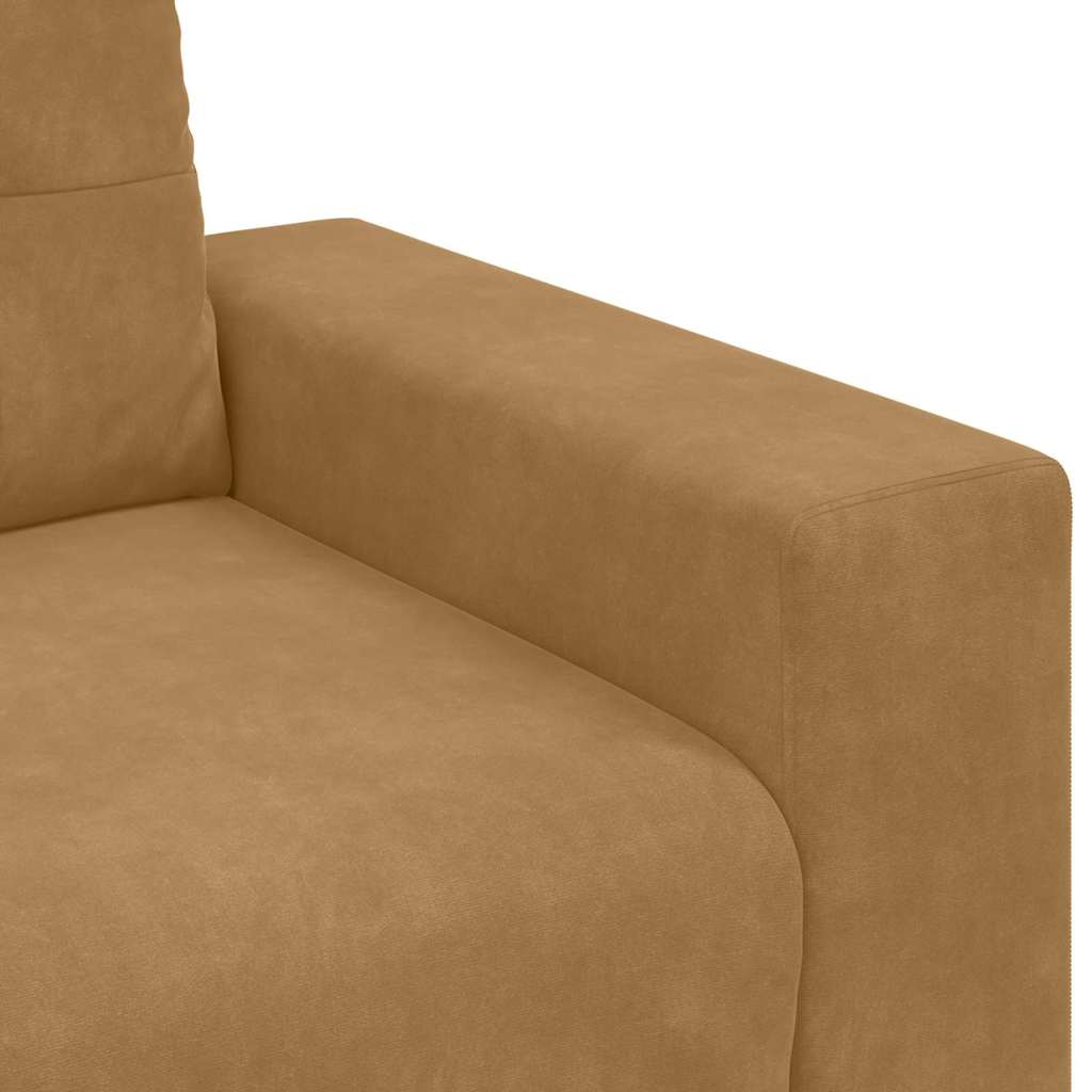 vidaXL 3-Sitzer-Sofa mit Kissen Braun Samt