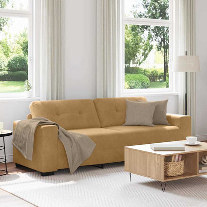 vidaXL 3-Sitzer-Sofa mit Kissen Braun Samt
