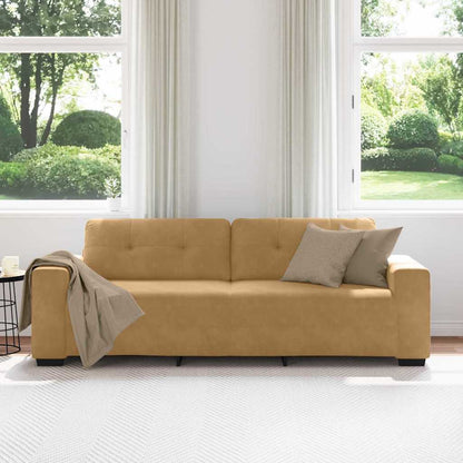 vidaXL 3-Sitzer-Sofa mit Kissen Braun Samt