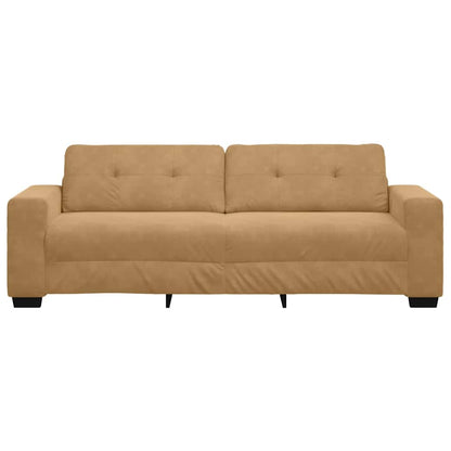vidaXL 3-Sitzer-Sofa mit Kissen Braun Samt