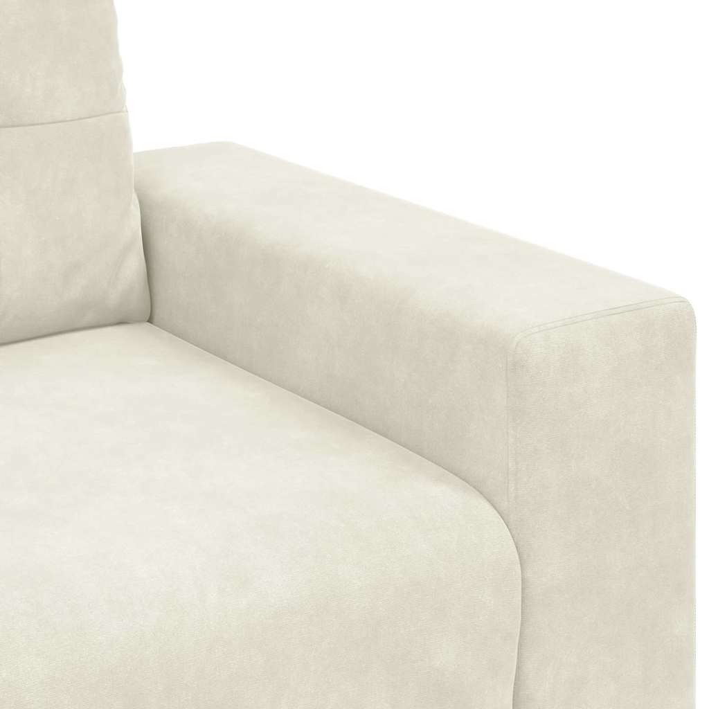 vidaXL 3-Sitzer-Sofa mit Kissen Creme Samt