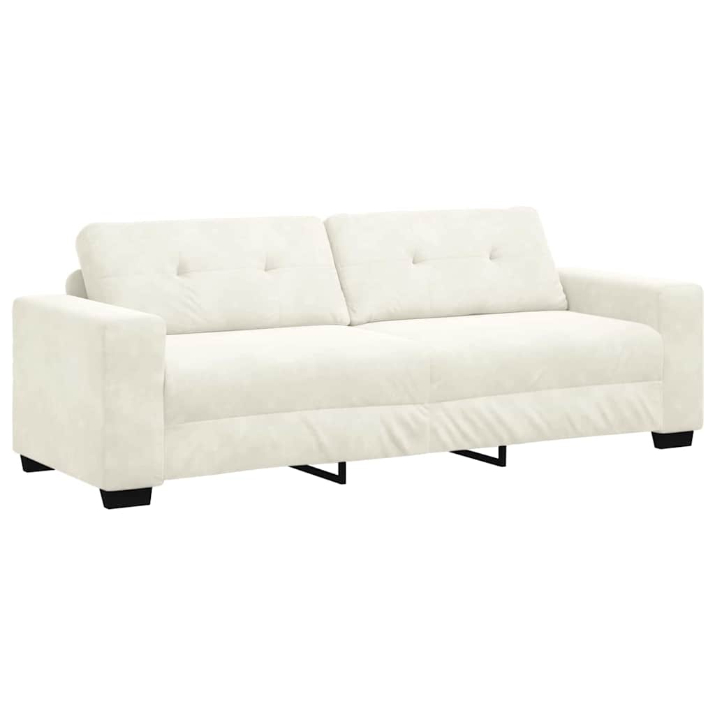 vidaXL 3-Sitzer-Sofa mit Kissen Creme Samt