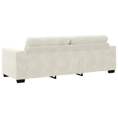 vidaXL 3-Sitzer-Sofa mit Kissen Creme Samt